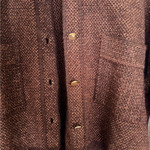 Mng Bomber Cardigan In Dark Brown Size Medium - Picture 7 of 7